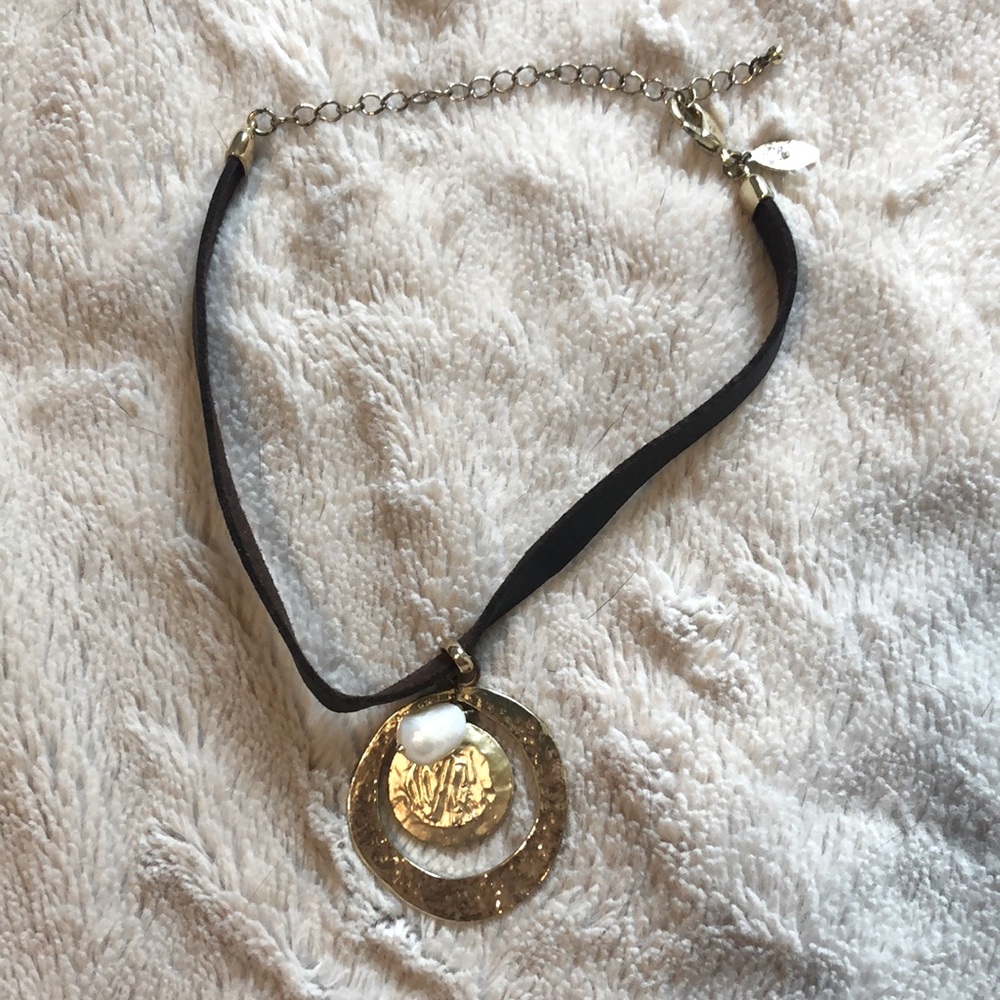 Gold and leather choker